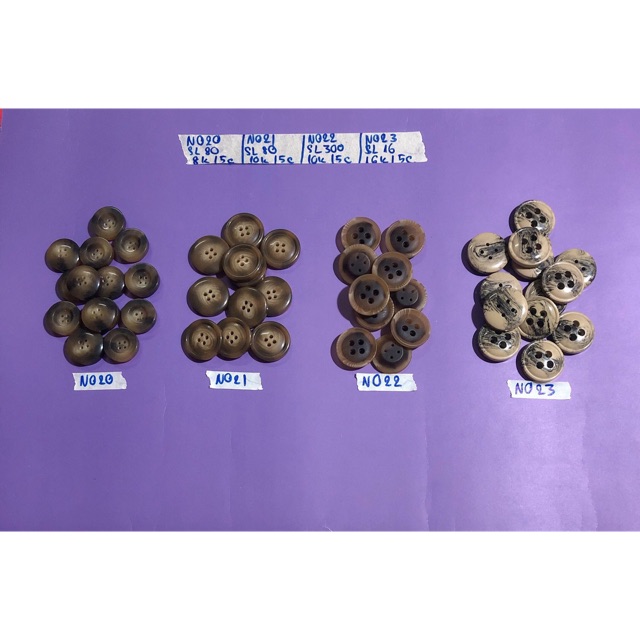 Combo 5 cúc áo,nút áo,khuy áo nâu loang màu N020-N023