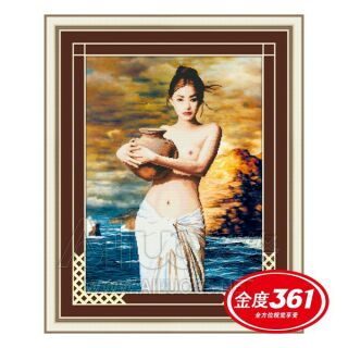 Tranh thêu 3d cô gái ôm bình 31277