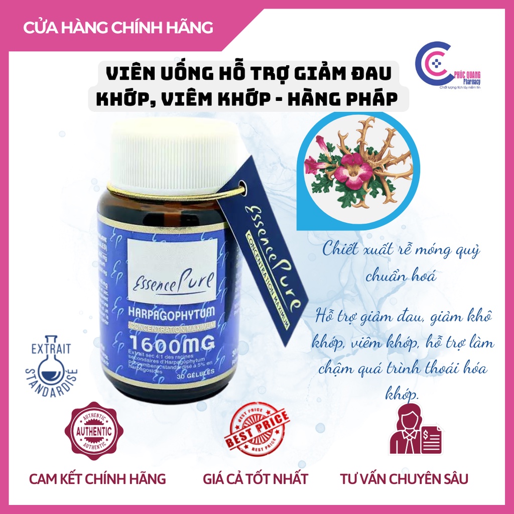 Viên uống hỗ trợ giảm đau khớp HARPAGOPHYTUM 1600mg - Essence Pure