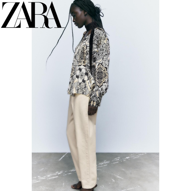 Zara Áo Sơ Mi Vải Lụa satin Thời Trang Mùa Hè Cá Tính 7969237