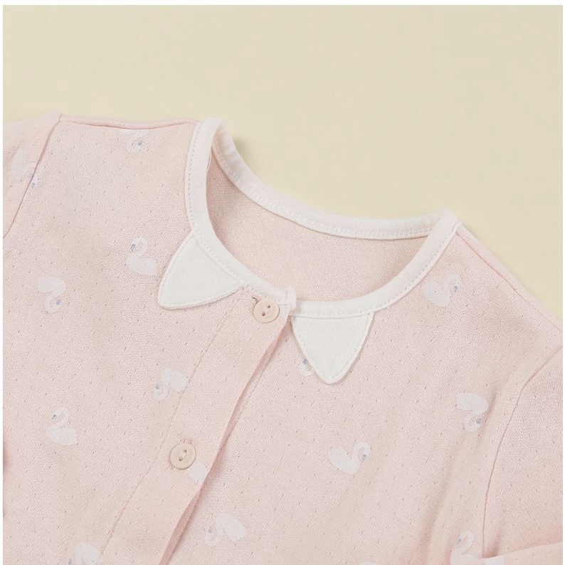 Bộ ngủ cotton dài tay mềm mỏng chần bông nhẹ hình thiên nga cho bé trai bé gái Absorba xuất Hàn dư xịn