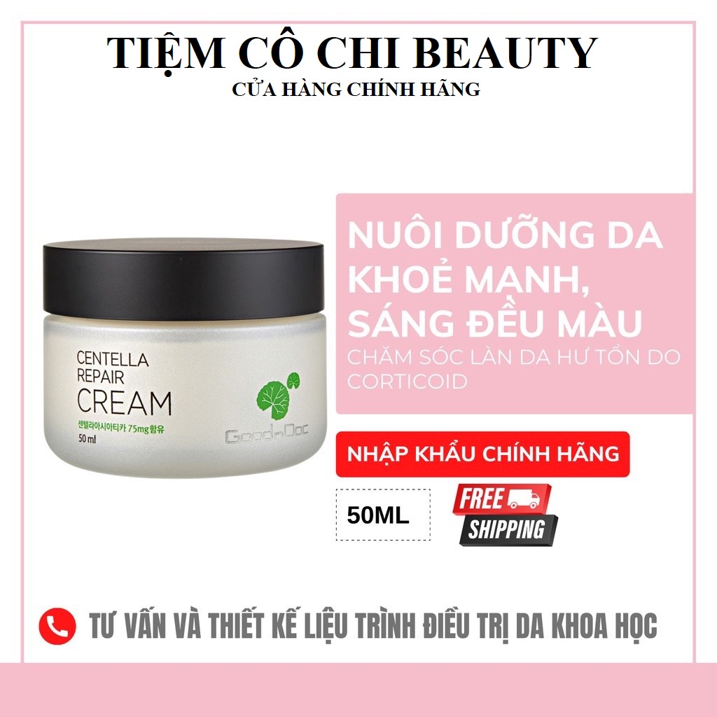 Kem Rau Má + Serum Dưỡng Ẩm Phục Hồi Giảm Thâm Nám Trắng Sáng Da Chống Lão Hóa GoodnDoc Centella Repair cream