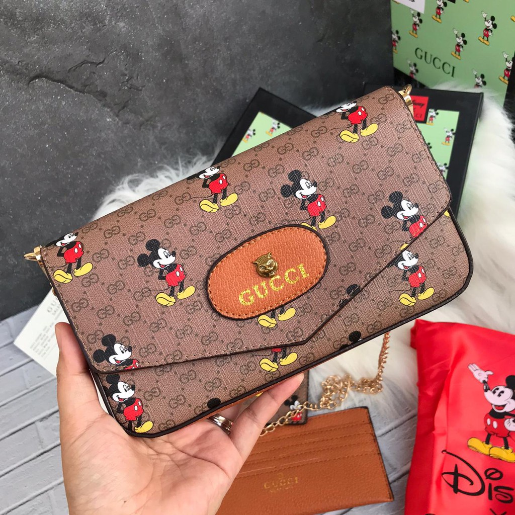 (hàng Mới Về) Bảng Phấn Trang Điểm 3 Trong 1 Thương Hiệu Gucci Felice Mickey