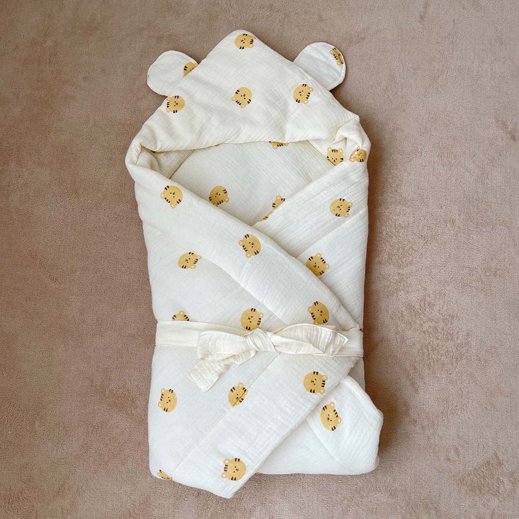 Ủ lót bông thông minh xô muslin CHIPMUNK êm ái, ấm áp cho bé sơ sinh KT 75x75cm