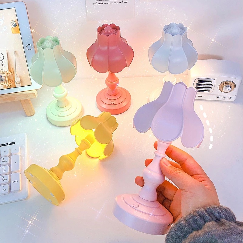 Đèn ngủ để bàn ba tốc độ hình lá sen mini dễ thương sáng tạo lãng mạn cho phòng ngủ