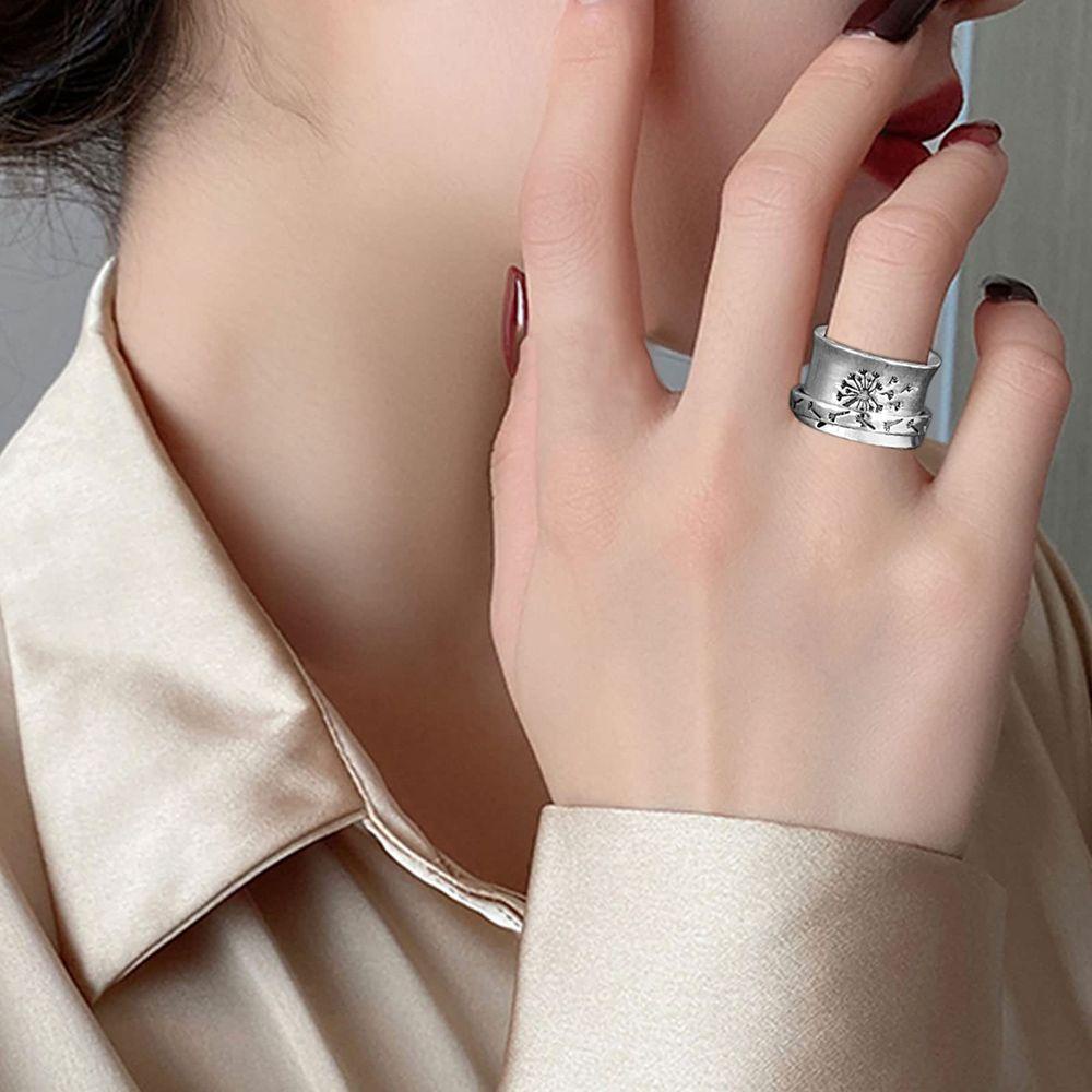 Nhẫn Hoa Bồ Công Anh|Băng Đô Bản Rộng Khắc Hoa Thời Trang