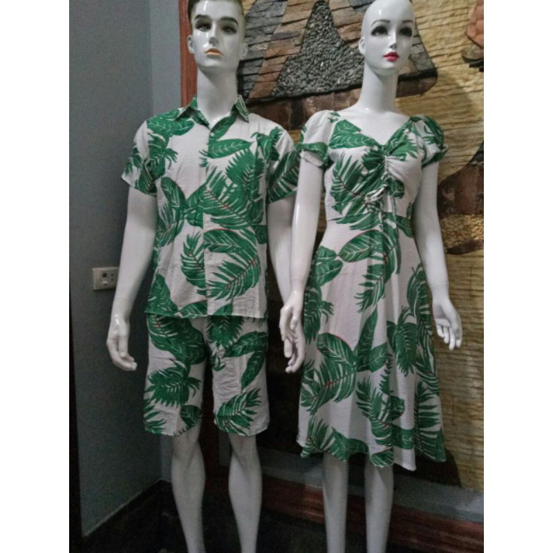 Set đôi hoa quả, áo váy đi biển chất tơ đũi