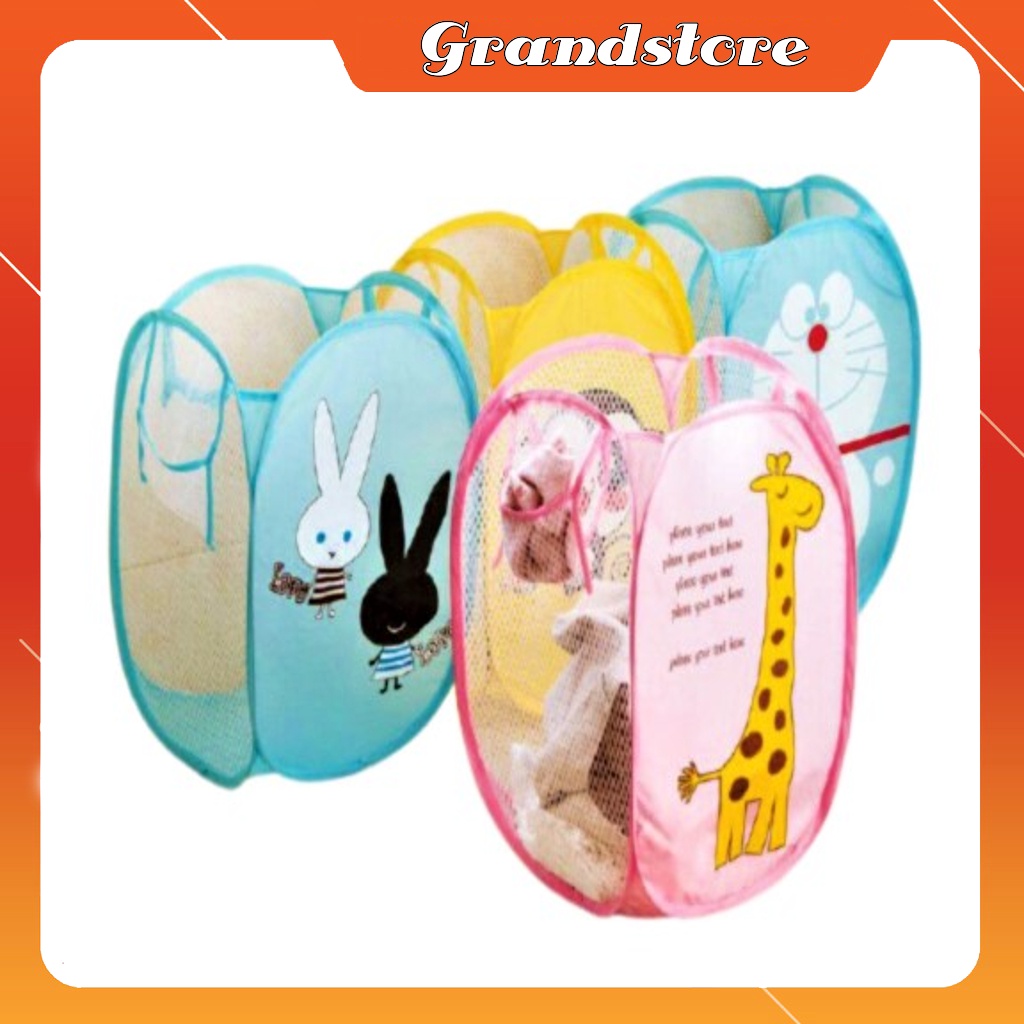 Giỏ đựng quần áo, đồ giặt, đồ lót, đồ chơi đa năng gấp gọn khung thép, sọt lưới bỏ quần áo khô đồ dùng xếp gọn tiện dụng