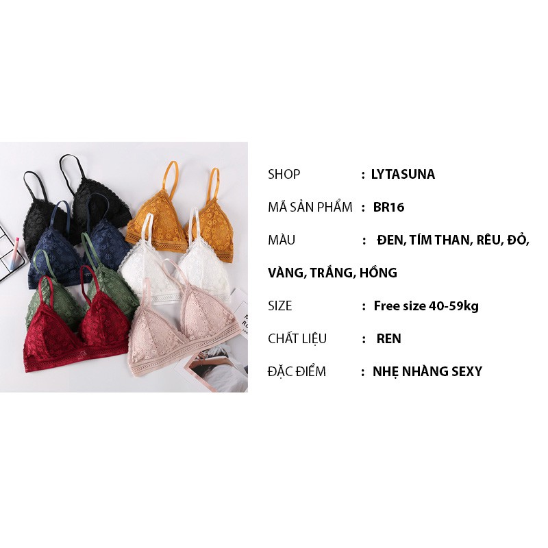 Áo Bra Nữ Viền Ren Brallet Hoa Cúc Không Gọng Đệm Mỏng Cao Cấp BR16 | BigBuy360 - bigbuy360.vn