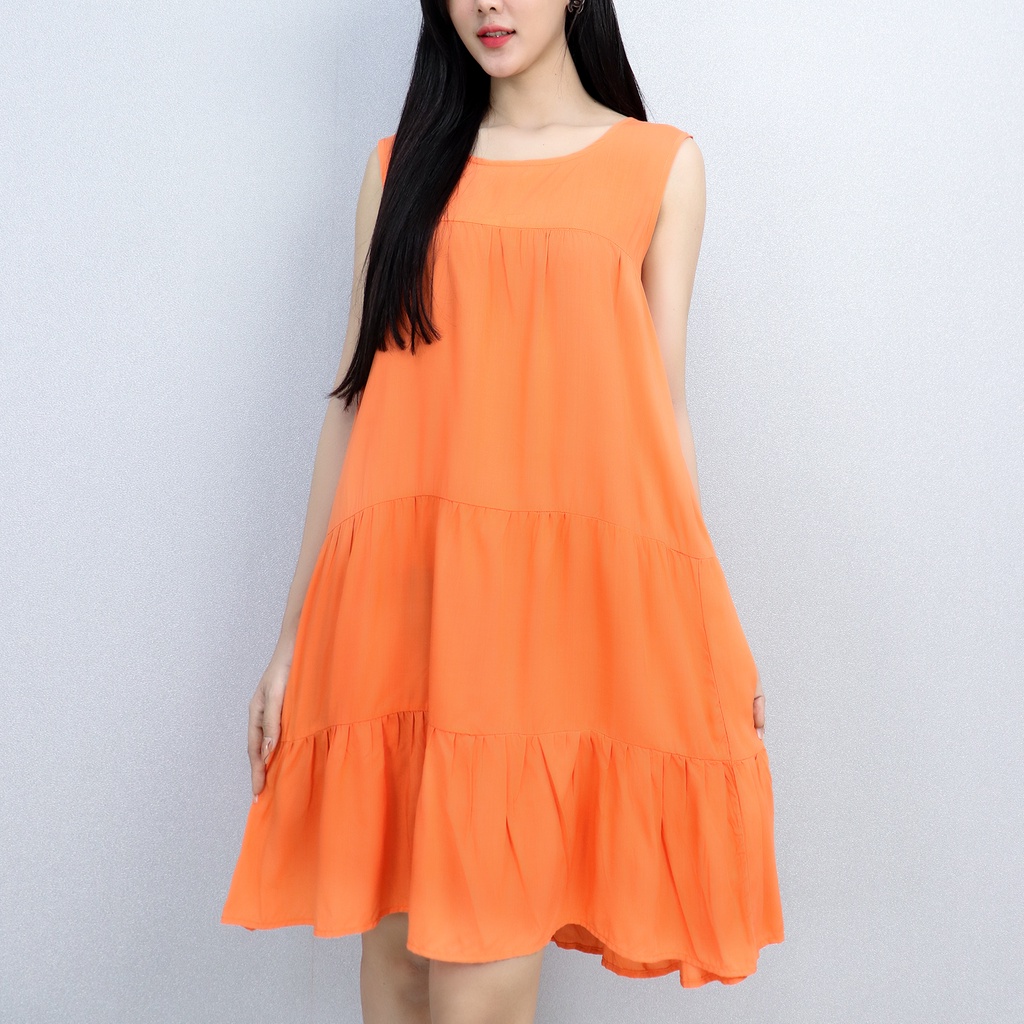 Đầm mặc nhà bigsize mùa hè AMYRA vải lanh tầng dáng suông trung niên mặc đi chơi, thoáng mát cho mẹ, bà bầu Va014