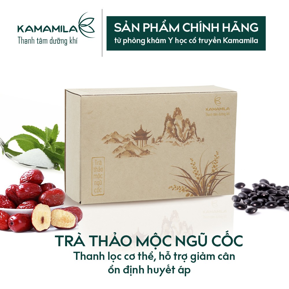 Trà thảo mộc ngũ cốc Giảm cân, detox, thanh lọc cơ thể - Ổn định đường huyết - huyết áp - Hộp 20 gói