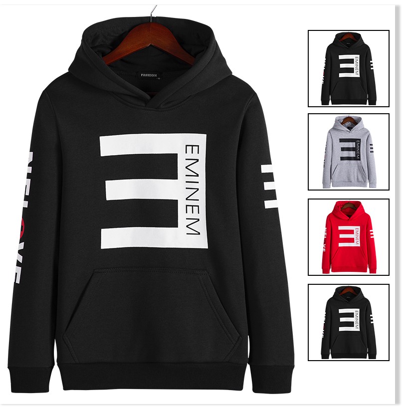 Áo khoác hoodie nam nữ chữ Eminem, (M dưới 55Kg,L 65Kg,XL 75Kg), form rộng phong cách Hàn Quốc, áo hoodie form rộng unis