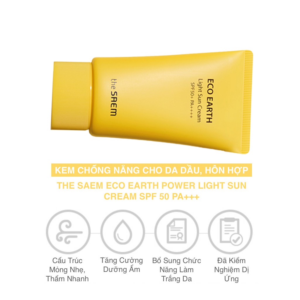 [Gift] Kem chống nắng the SAEM Eco Earth Light Sun Cream &quot;Not For Sale&quot; 50g - M3