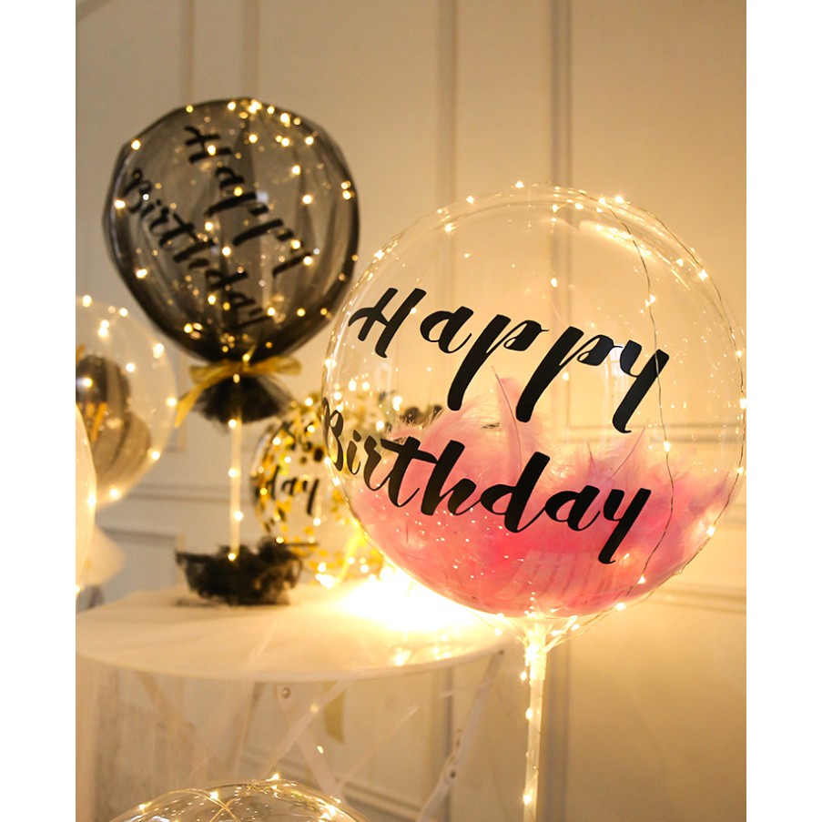Sticker Trong Suốt 5-20 Inch Hình Chữ Happy Birthday Dễ Thương Dùng Để Trang Trí