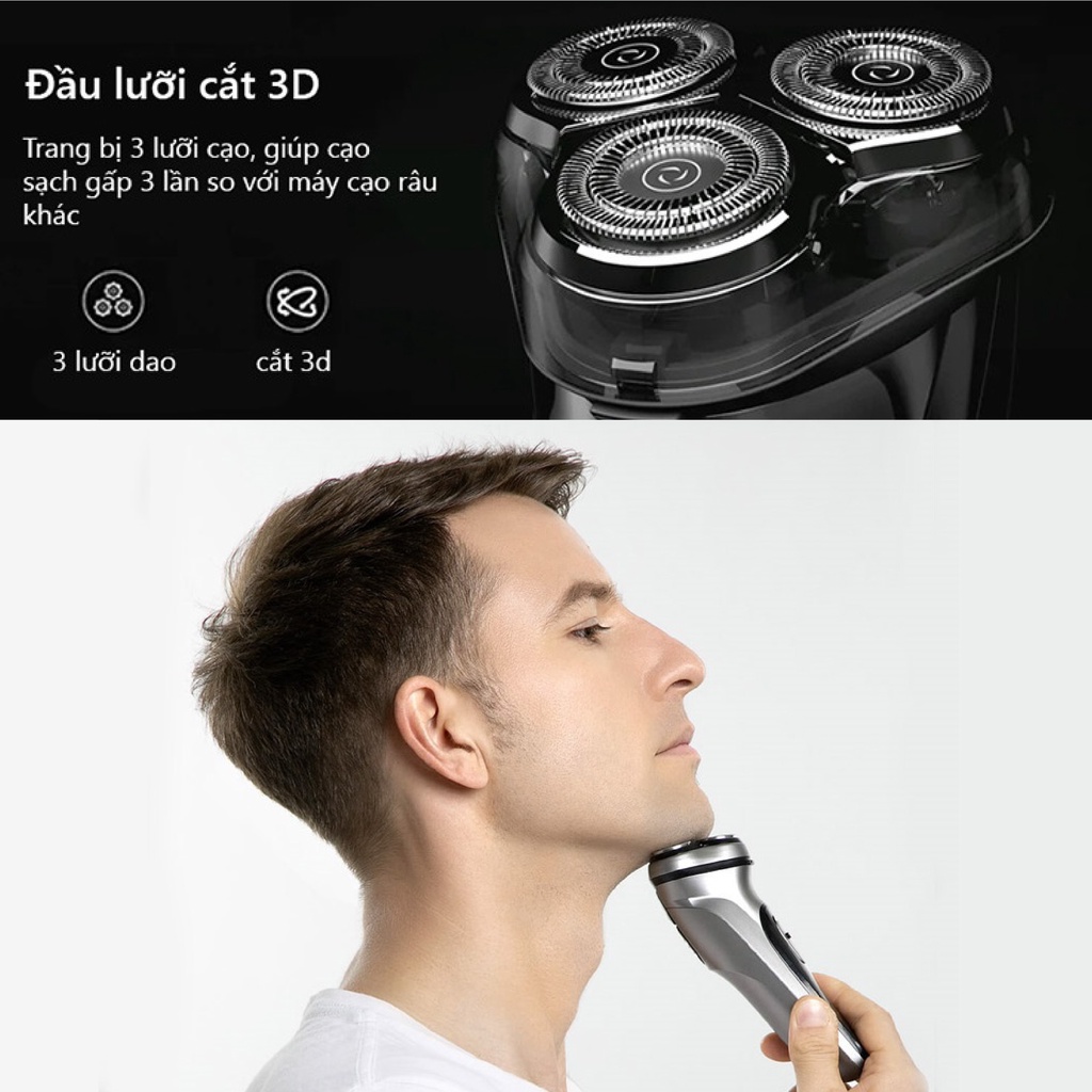 Máy Cạo Râu 3 lưỡi Xiaomi Enchen BlackStone 1, 3 Đầu Cắt Nổi 3D, Cạo Siêu Sạch Êm Ái Mọi Khuôn Mặt