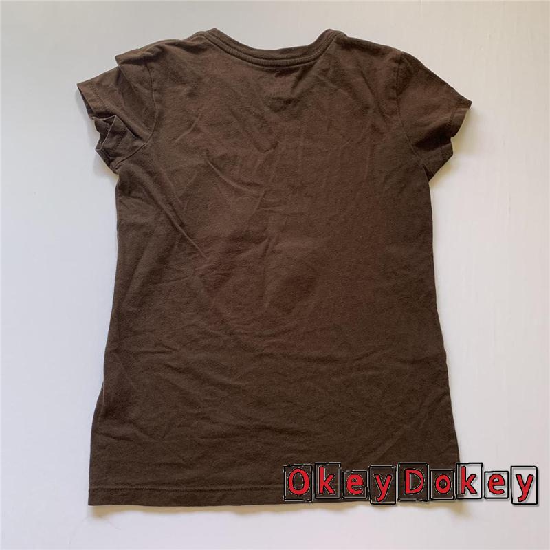 Áo thun ôm cổ tròn tay ngắn đính đá in hình gấu nâu dành cho nữ