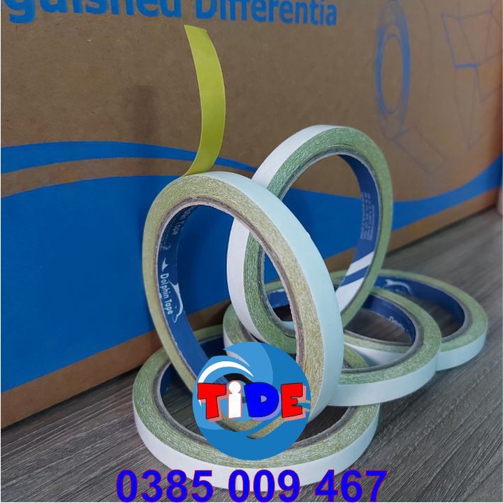 Băng dính 2 mặt dầu vàng thêu bản rộng 10mm – Dùng trong công tác VPP, dán hồ sơ, bao thư, bưu thiếp...