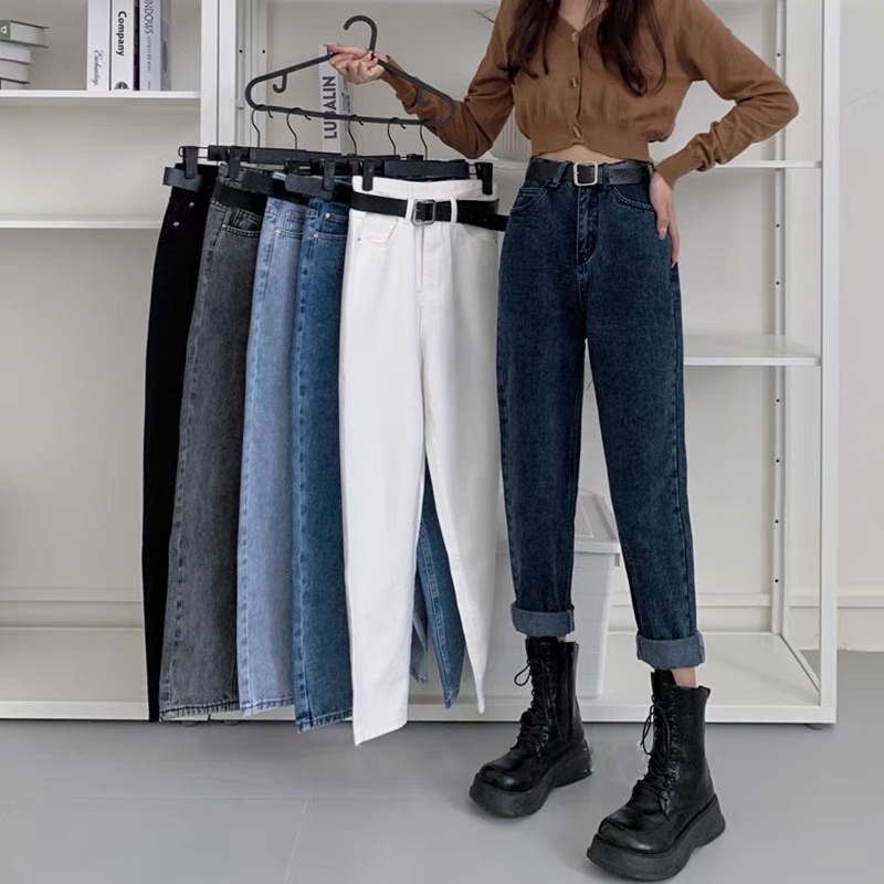 Quần bò Jeans Baggy cạp cao 6 màu style ullzang