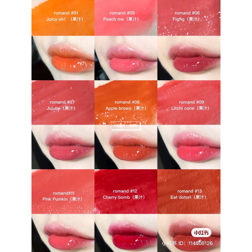 Son Tint Lì Romand Juicy Lasting Tint Màu 1 Tới 31, 32, 33