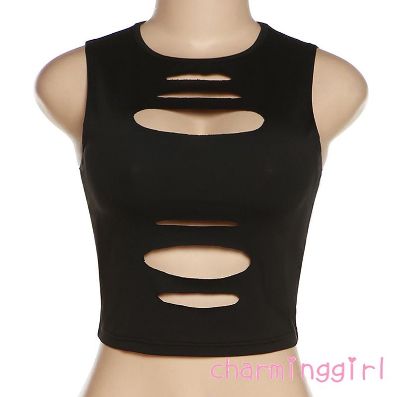 Chm-áo Ba Lỗ Ôm Dáng Màu Trơn Trang Trí Cho Nữ