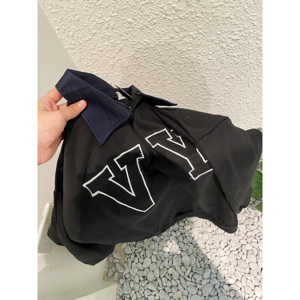 Áo Nỉ Sweater Polo Zip VY Form Rộng Vải Dày Dặn in cao cấp Dáng Oversize Phong Cách Ulzzang Unisex Nam Nữ