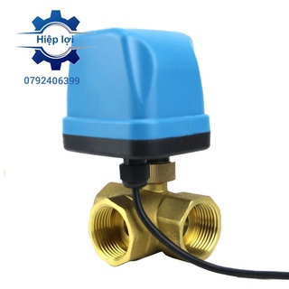 2 dây Van bi điện thường đóng 3 ngã thau BVE - Van khóa đóng mở nước ba ngã bằng motor điện