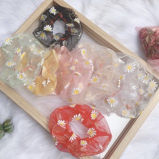 Dây cột tóc Scrunchies thêu hoa Hàn Xẻn