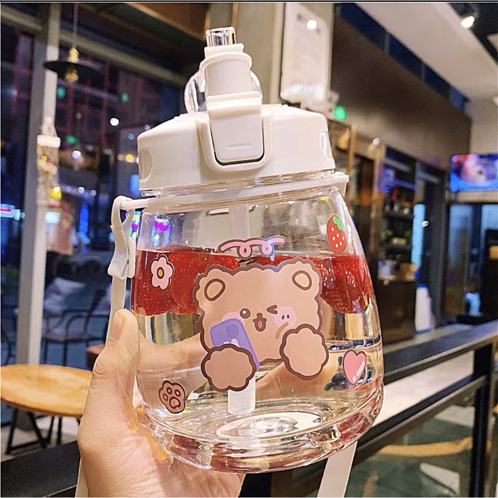 [ MỚI HOT ] Bình Nước Nhựa Cao Cấp Dung Tích 1200ml Có Ống Hút Kèm Dây Đeo Cực Tiện Lợi Xinh Xắn Dễ Thương | BigBuy360 - bigbuy360.vn