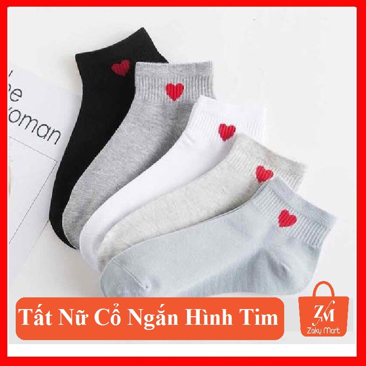 [Loại Cao Cấp] Vớ Tất Cổ Ngắn Họa Tiết Hình Tim Loại 1 Siêu Cute Xinh Xắn Sản Xuất Theo Công Nghệ Nano Cao Cấp