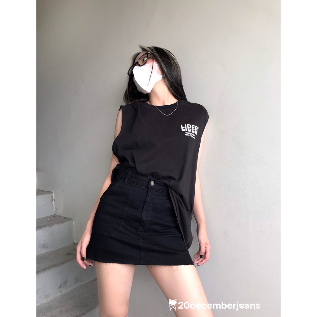 Váy Black Denim mini skirt 20decemberjeans mã 1048