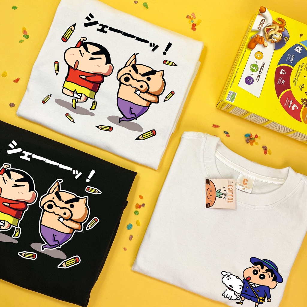 Áo thun unisex hoạt hình SHIN BÚT CHÌ vải cotton oversize tay lỡ form rộng