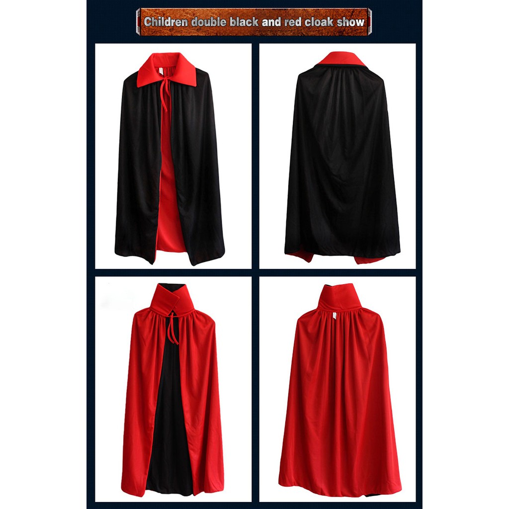 Áo choàng ma cà rồng đỏ đen dài 1,2m hóa trang Halloween