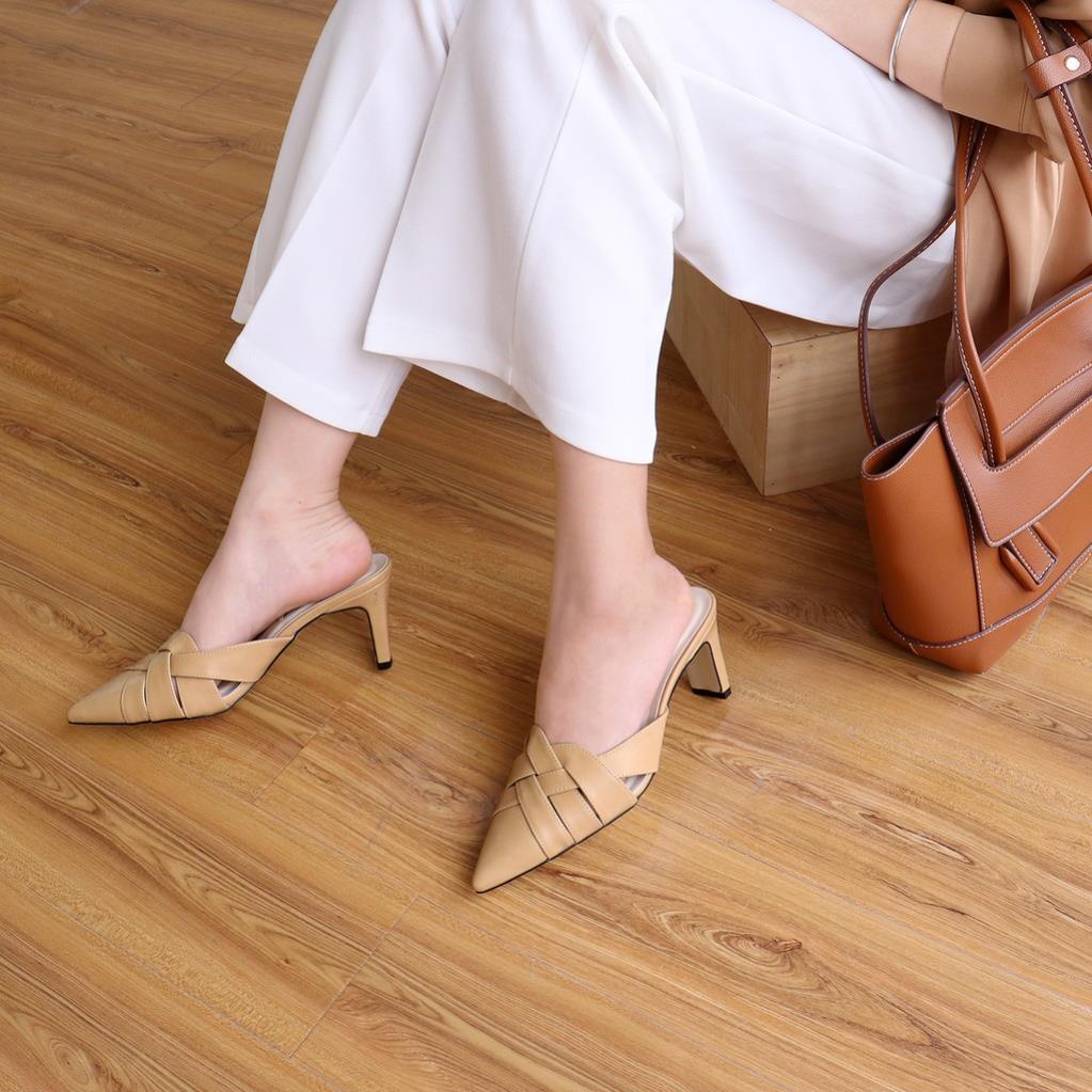 Guốc Cao Gót Nữ bAimée & bAmor Quai Đan Mũi Nhọn Dáng Sục Mules Bít Mũi Cao 7cm Giày Công Sở Đẹp Cao Cấp MS1543 ♠️