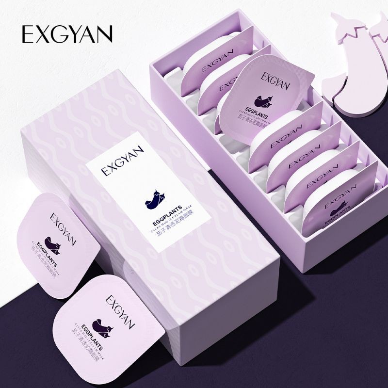 🍆 Hộp 8 Hũ Mặt Nạ Bùn Cà Tím EggPlant Cream Mask Dưỡng Trắng, Ngừa Mụn, Nâng Cơ Giúp Da Sáng, Khỏe - Y205