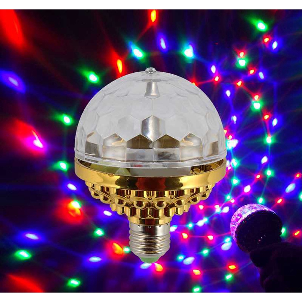 Đèn Led Nháy Chớp 7 Màu 5 Chế Độ E27 Tự Xoay Đui Tròn Cao Cấp