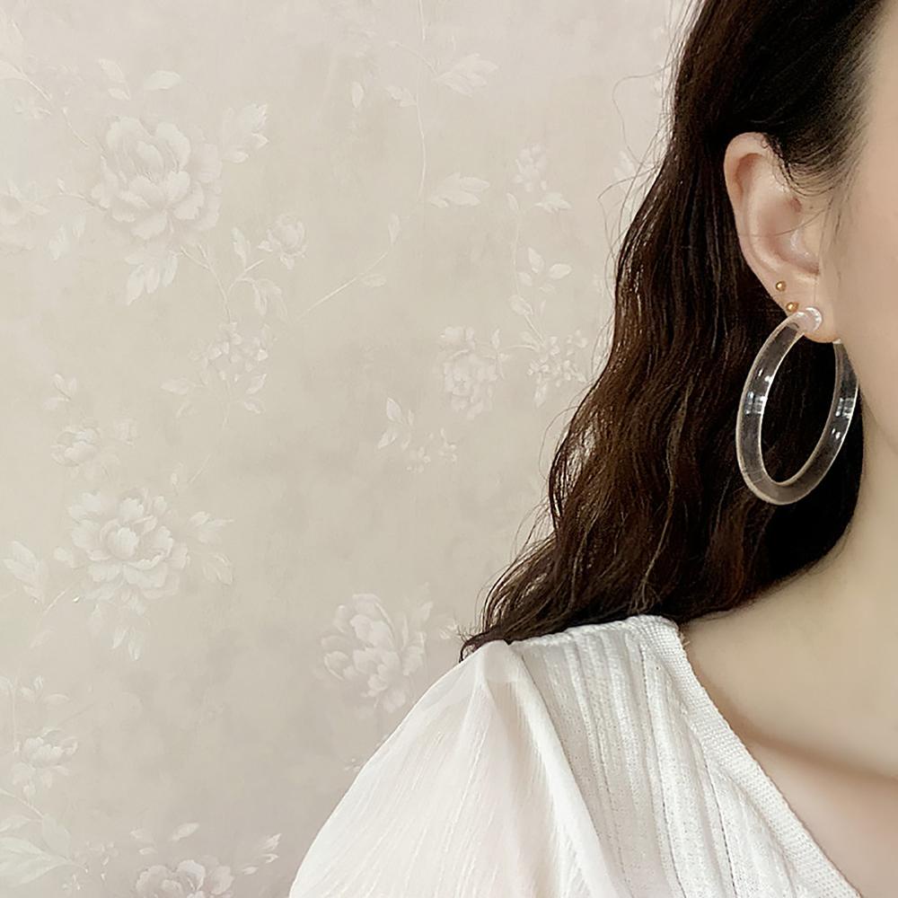 Bông Tai Dạng Xỏ Bằng Nhựa Acrylic Trong Suốt Phong Cách Pháp 2021