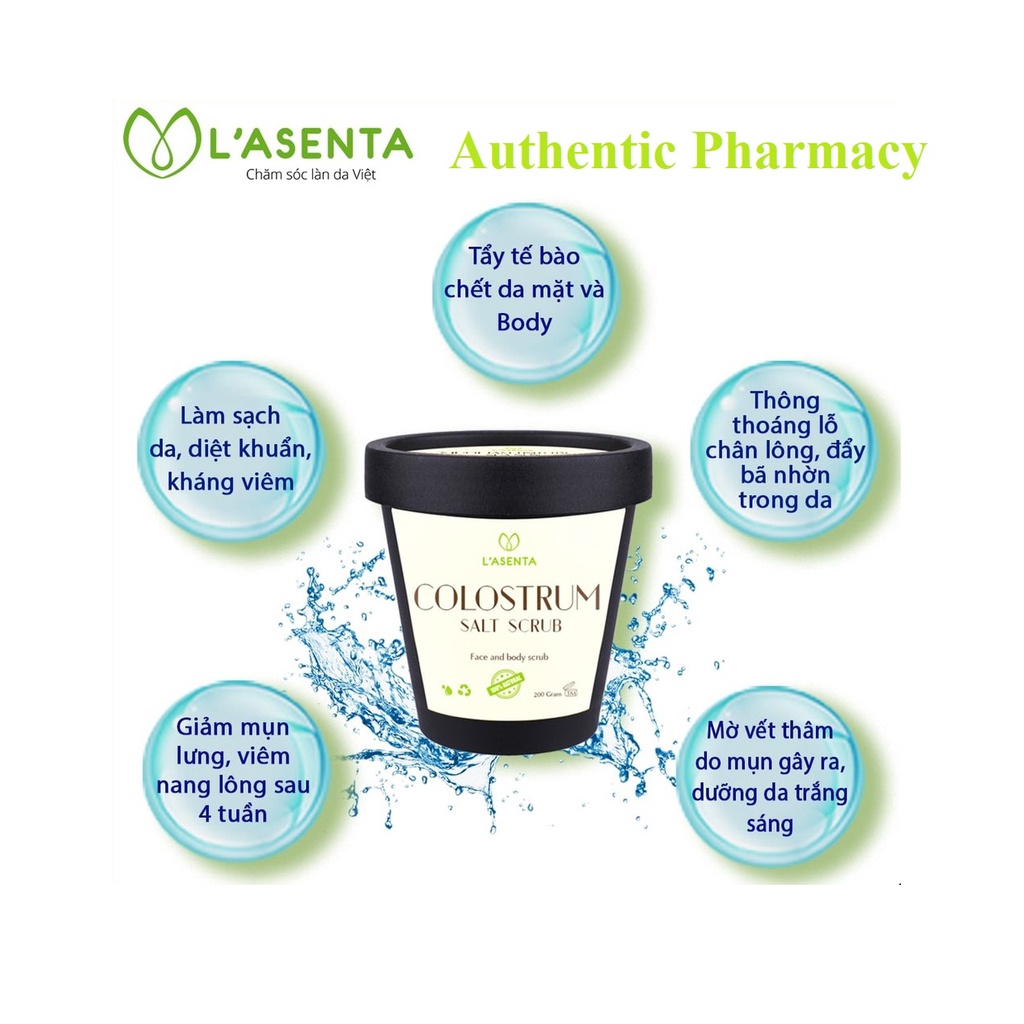 Muối Tắm Tinh Chất Sữa Non L'asenta - Loại Bỏ Mụn Lưng, Viêm Nang Lông, Tẩy Tế Bào Da Chết Boby | BigBuy360 - bigbuy360.vn