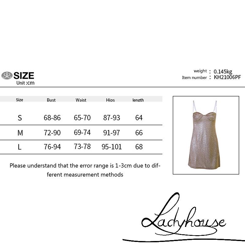 Đầm dây mảnh kim tuyến không tay đơn giản cho nữ S/M/L