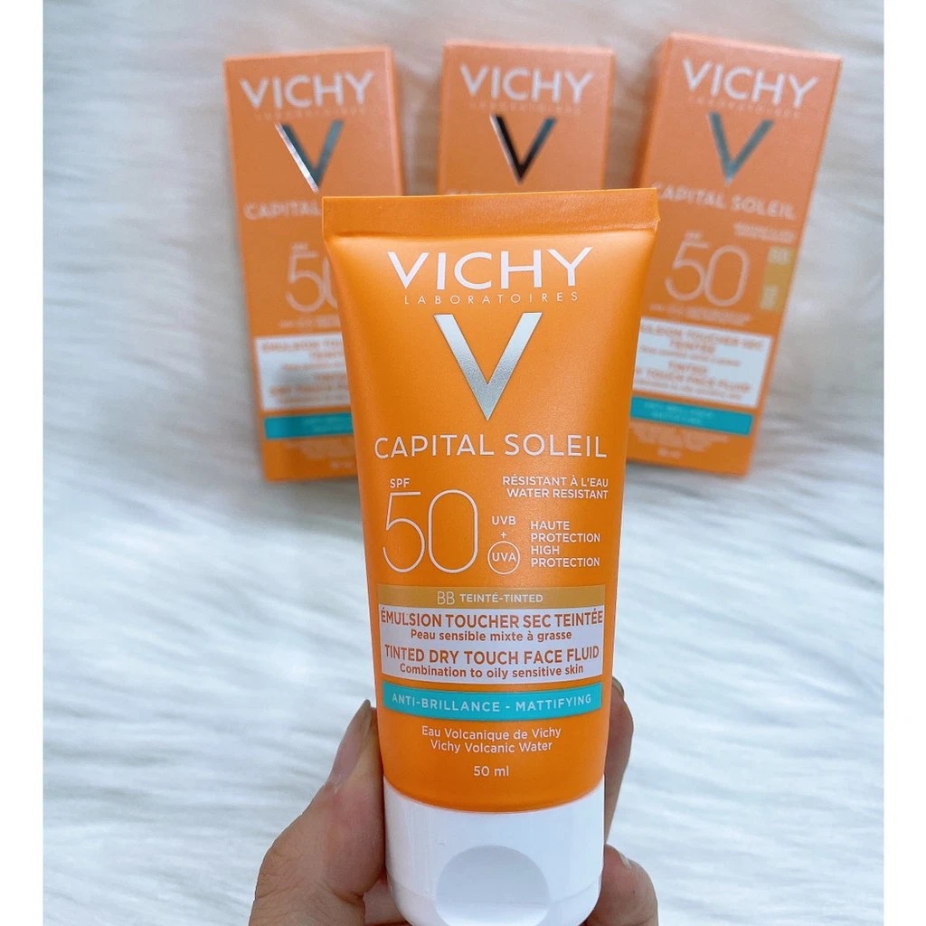 Kem Chống Nắng Vichy Emulsion SPF50  - Kem chống nắng dành Cho Da Dầu Mụn Không Gây Nhờn Rít Không Màu - Latino Sh