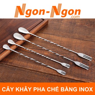 Muỗng khuấy, thìa bar inox cán dài dùng cho pha chế (có 2 đầu)