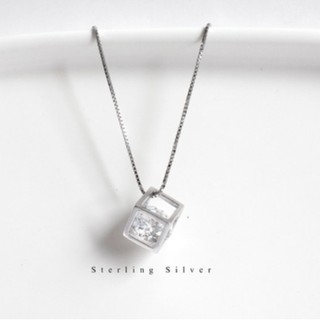 ⚡BẠC 925⚡ Dây Chuyền  Bạc Khối Vuông White Gem Shop Uy Tín Free Ship Toàn Quốc Giao Hàng Nhanh