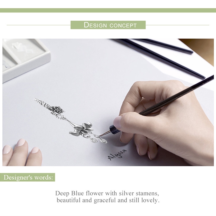 Hạt Phụ Kiện Bamoer Hình Bông Hoa Bạc 925 Thật Tráng Men Dùng Làm Vòng Tay