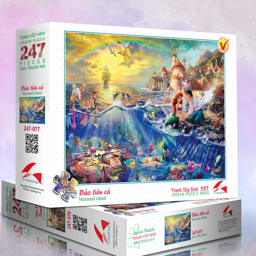 Tranh xếp hình Jigsaw Puzzle giải tỏa stress Tia Sáng 247 mảnh - Nàng Tiên Cá - MSP: 247-077