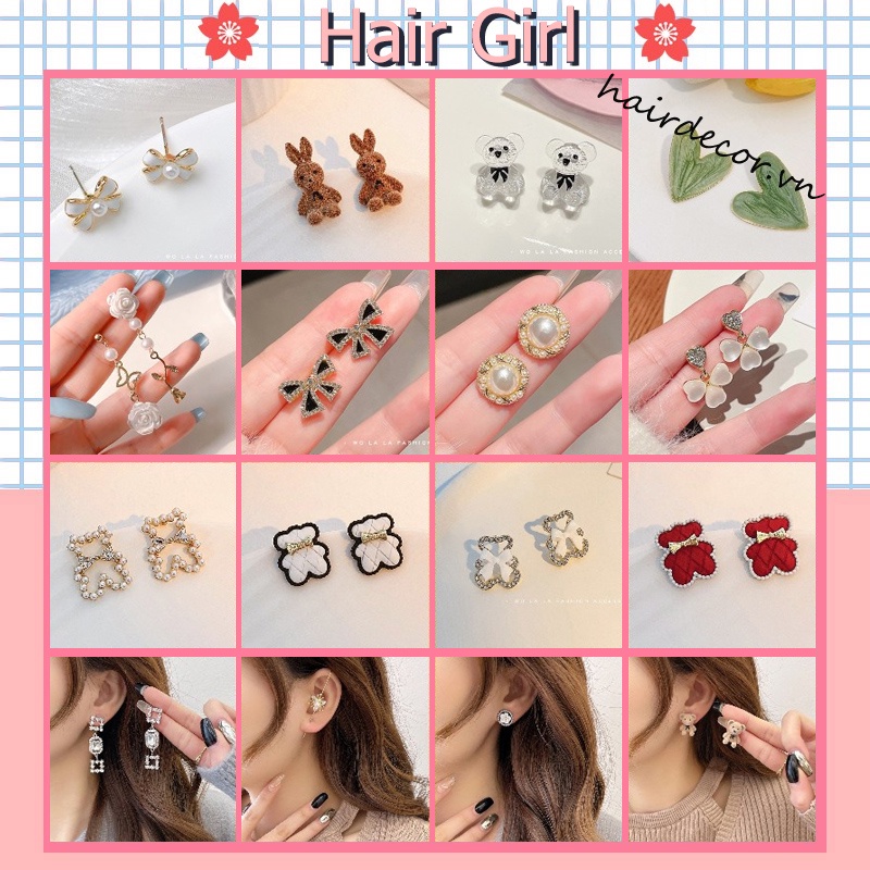 Khuyên Tai Hình Gấu Dễ Thương Phong Cách Hàn Quốc