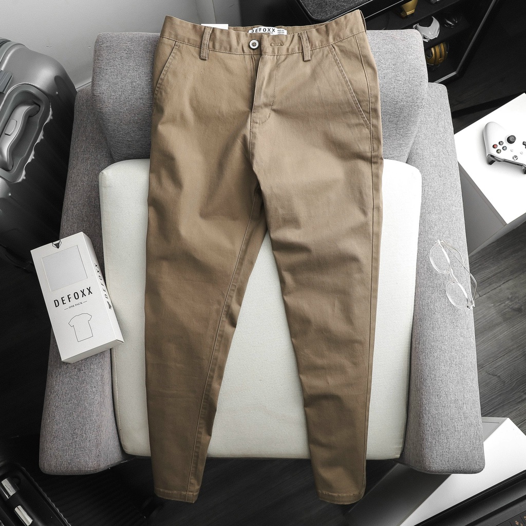 Quần kaki nam, quần dài kaki nam cao cấp DEFOXX slimfit màu cacao 201008 foxxmen