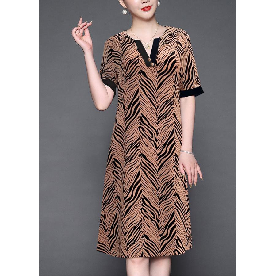 GOTI -Đầm Suông Tuổi Trung Niên Cao Cấp Tay Ngắn Vải Lụa, Có 2 Túi Cho Mẹ U50 U60 3286 3287 3291 3292