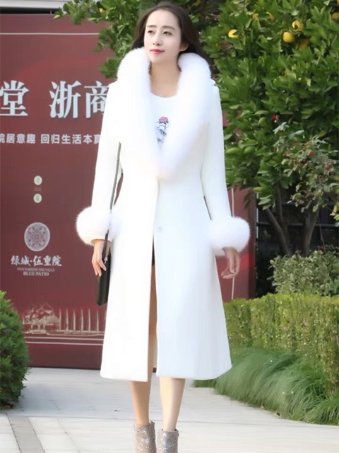 Áo dạ dài trắng đẹp dã man hàng cao cấp