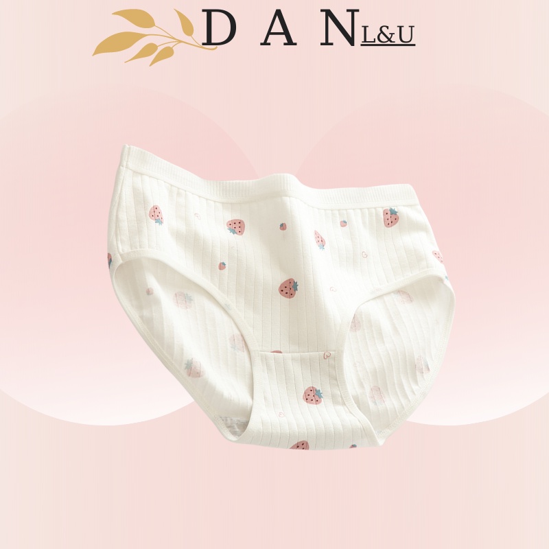 Quần Lót Cotton Nữ Quả Dâu Nâng Mông Kháng Khuẩn Họa Tiết Dễ Thương DAN L&amp;U L119