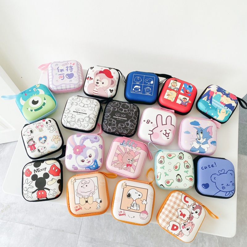 Túi Vuông 9.5X9.5Cm Đựng Tiền Xu Son Môi/Dây Cáp Sạc/Đồng Hồ Nhiều Màu Họa Tiết Hoạt Hình