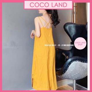 Váy 2 dây chất đũi xước cá tính đi biển- váy 2 dây,đầm xuông - chất đũi lụa trơn basic nữ - váy đũi sát nách 2 dây 3 màu